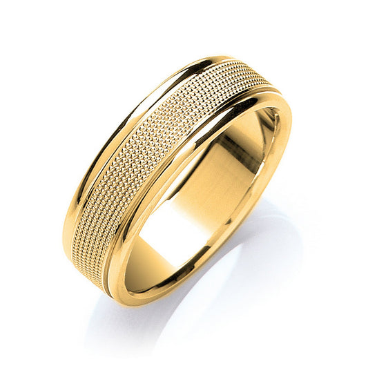 7mm Flat Court Mill Grain Centre Wedding Band - luxury watches London - Kensington  jeweller | Imperial Time UK Ltd, Kensington
