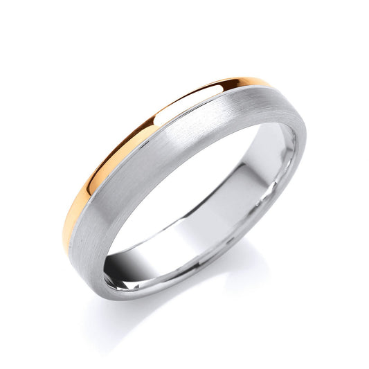 5mm Court Two Colour Matt & Polished Finish Groove Wedding Band