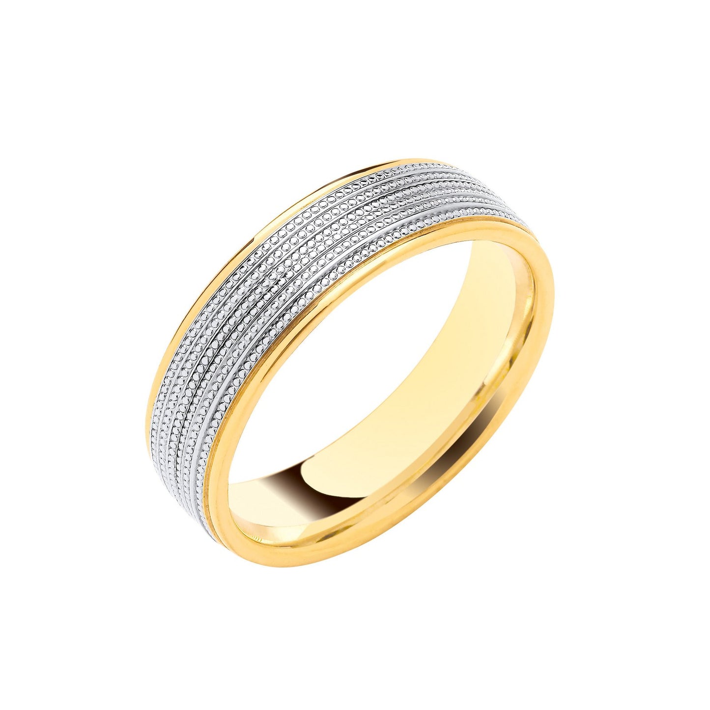 6mm Flat Court Two Colour Mill Grain Centre Wedding Band - luxury watches London - Kensington  jeweller | Imperial Time UK Ltd, Kensington