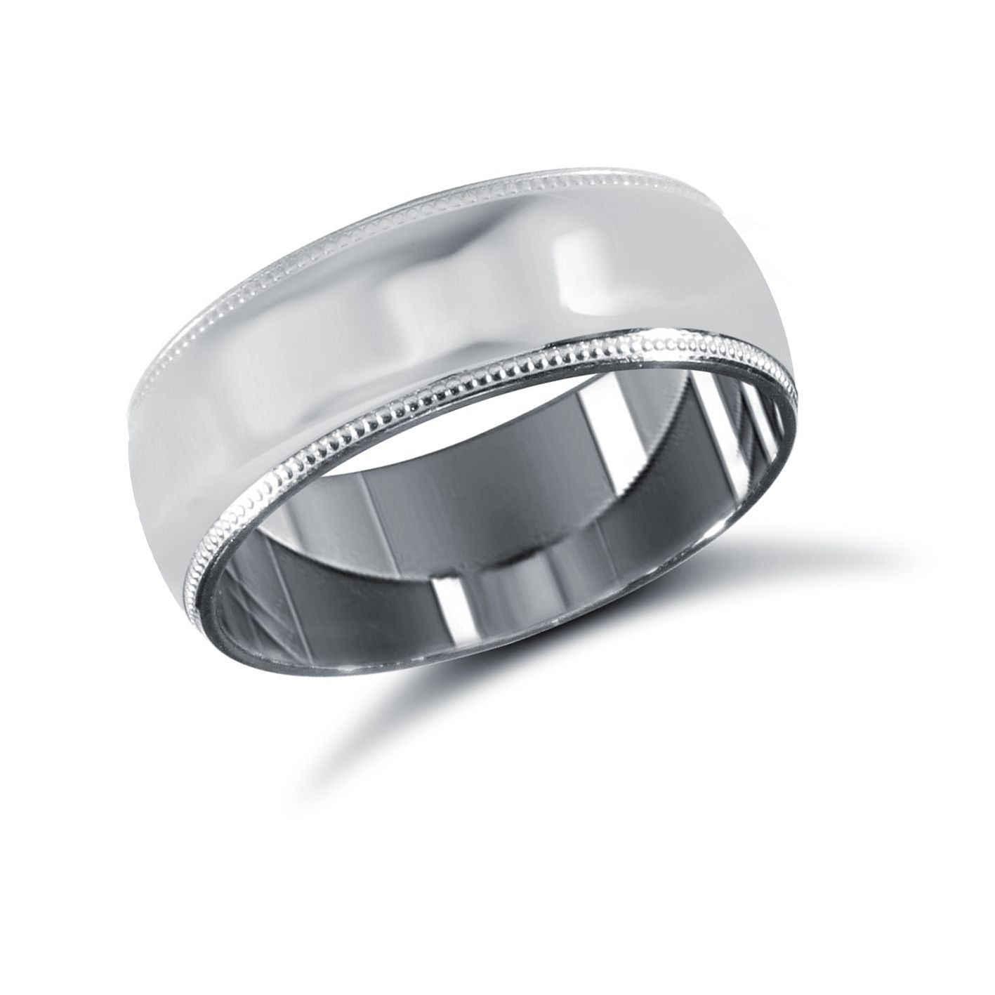 Platinum Standard Weight Court Profile Mill Grain Wedding Ring