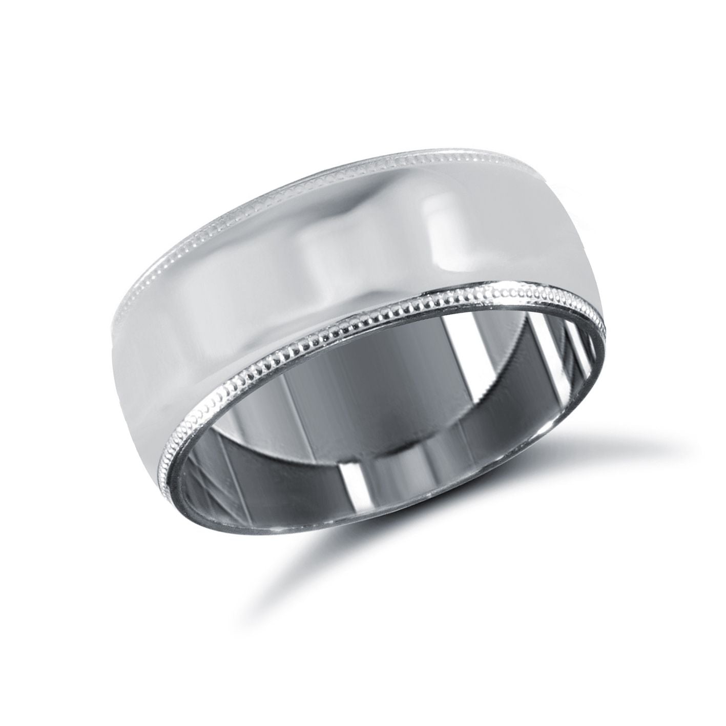 Platinum Standard Weight Court Profile Mill Grain Wedding Ring