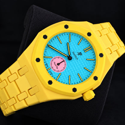Swatch Royal Pop OTG ROZ with yellow Bioceramic wristwatch case and bracelet, SSX03J100N