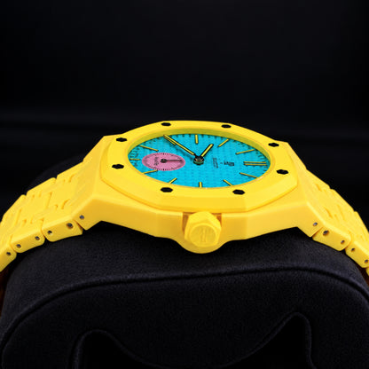 Royal Pop OTG ROZ yellow Bioceramic case and matching bracelet, reference SSX03J100N