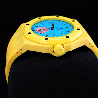 Swatch x Audemars Piguet OTG ROZ SSX03J100N yellow case and rubber bracelet watch