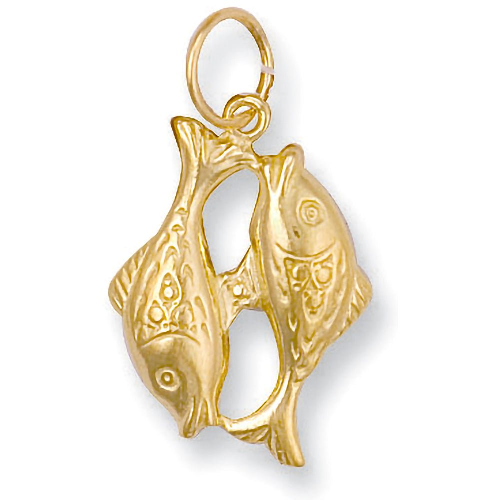 Yellow Gold Pisces Zodiac Pendant – product view