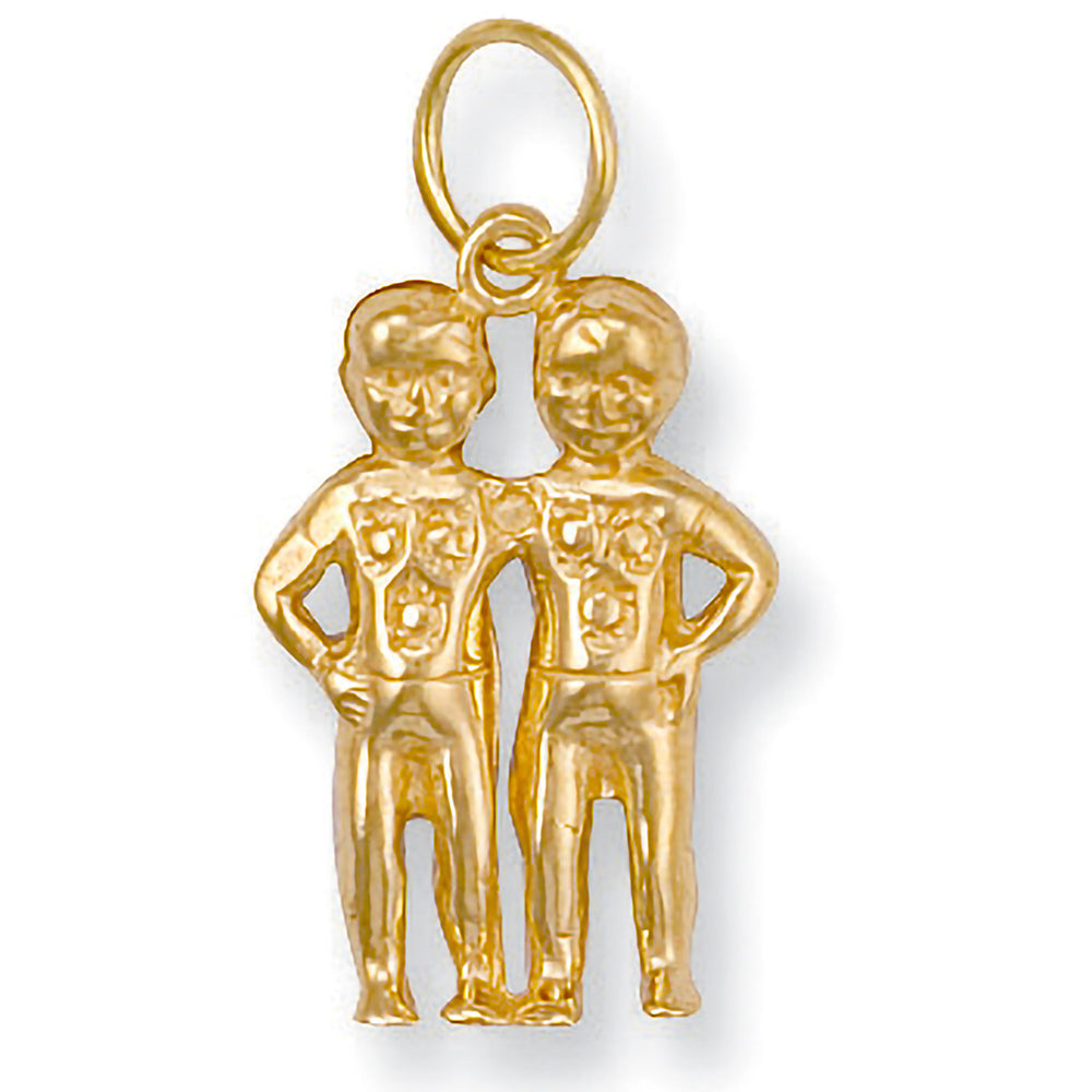 Yellow Gold Gemini Zodiac Pendant – product view