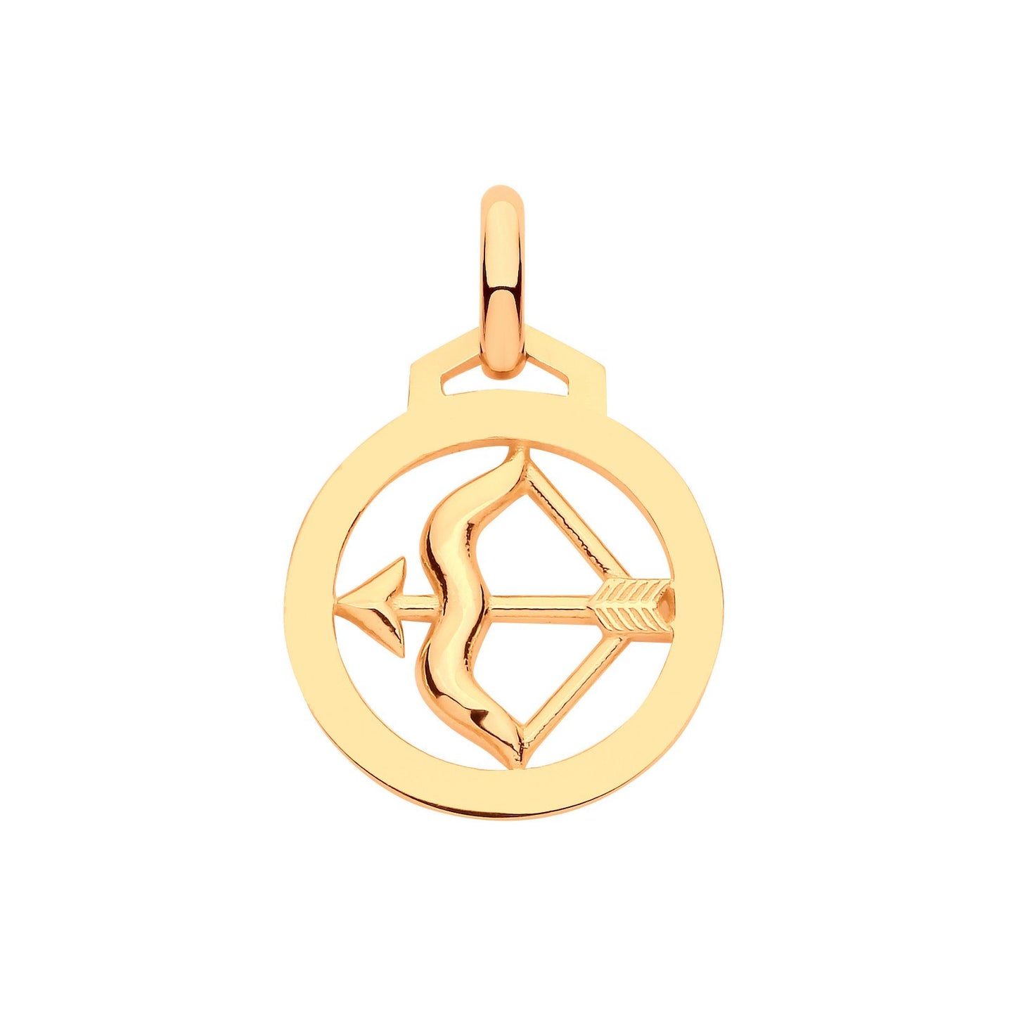 Yellow Gold  Round Zodiac Pendant Sagitarius