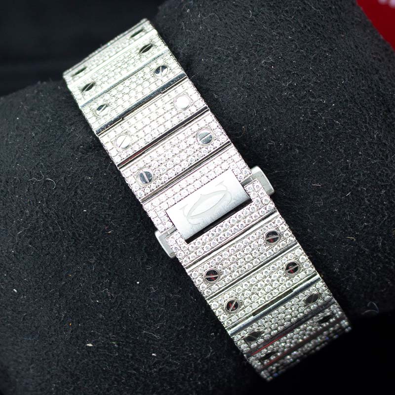 Cartier Santos de Cartier diamond-set watch with white Roman numeral dial - product image 6 of 6