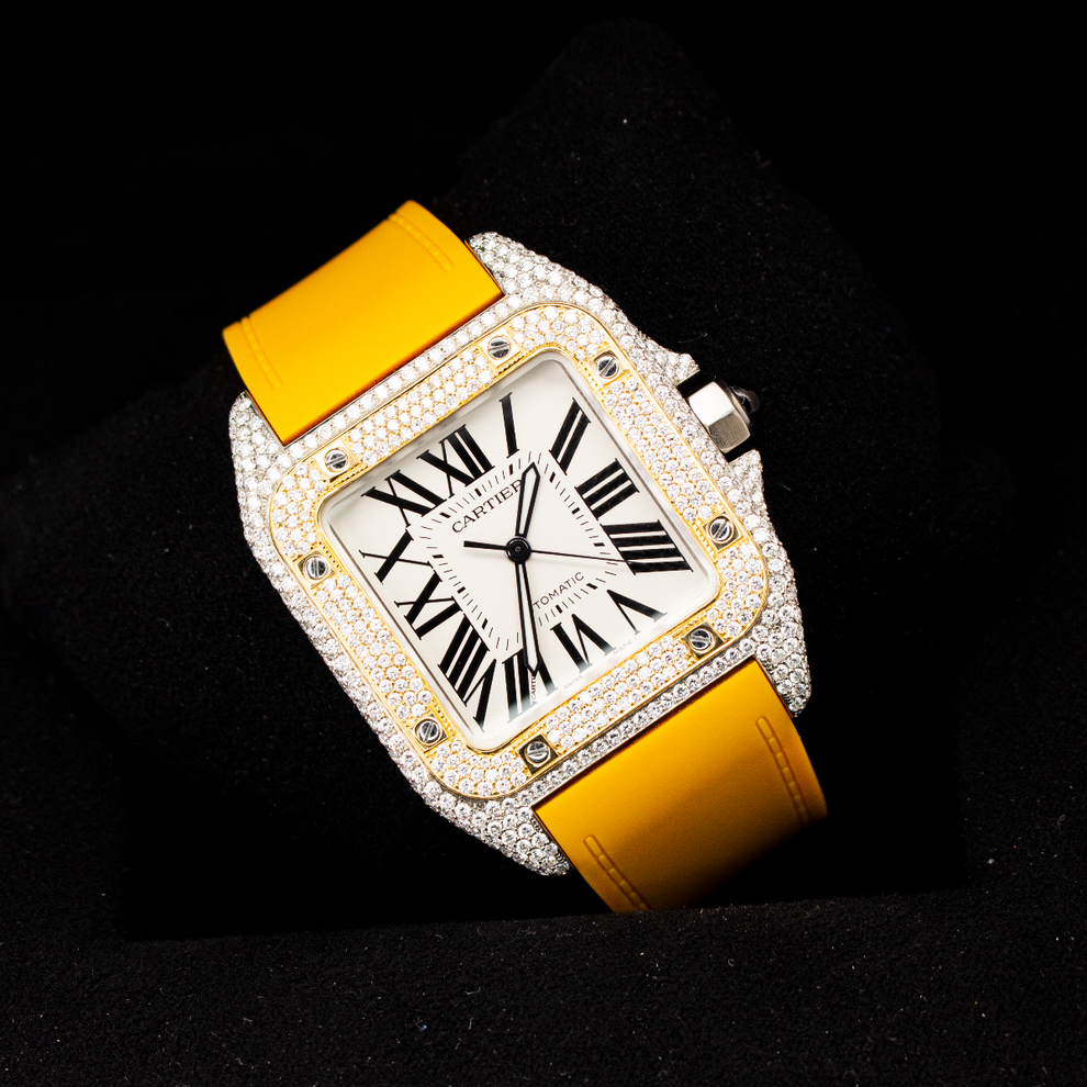 nan cartier de santos rubber strap yellow vsi quality diamond - product image from Imperial Time UK Ltd