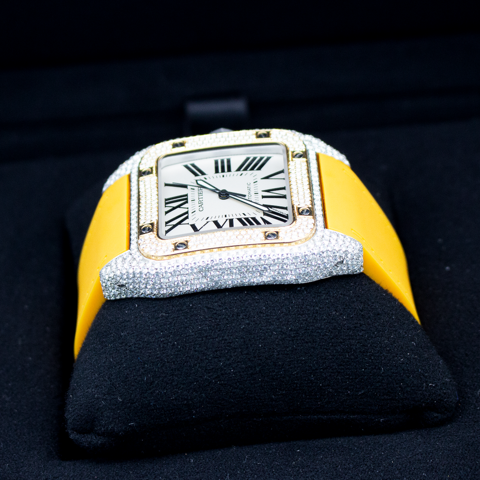 nan cartier de santos rubber strap yellow vsi quality diamond - product image from Imperial Time UK Ltd