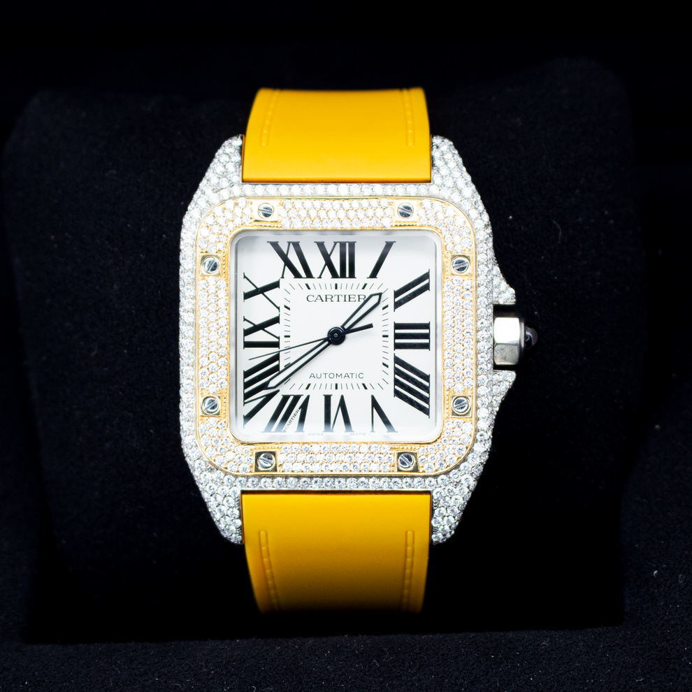 nan cartier de santos rubber strap yellow vsi quality diamond - product image from Imperial Time UK Ltd