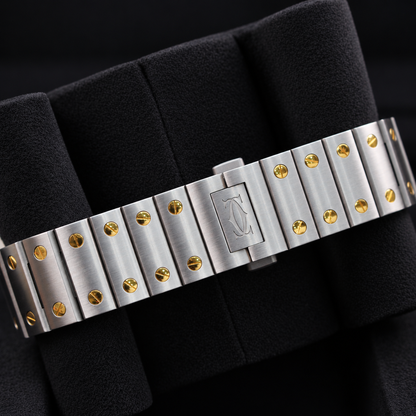 Cartier Santos W2SA0016 rear bracelet view with exposed screw details