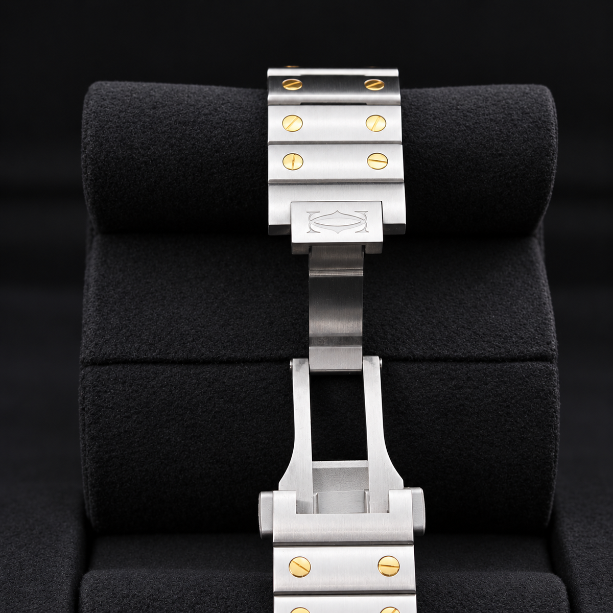 Cartier Santos W2SA0016 steel bracelet with folding clasp open