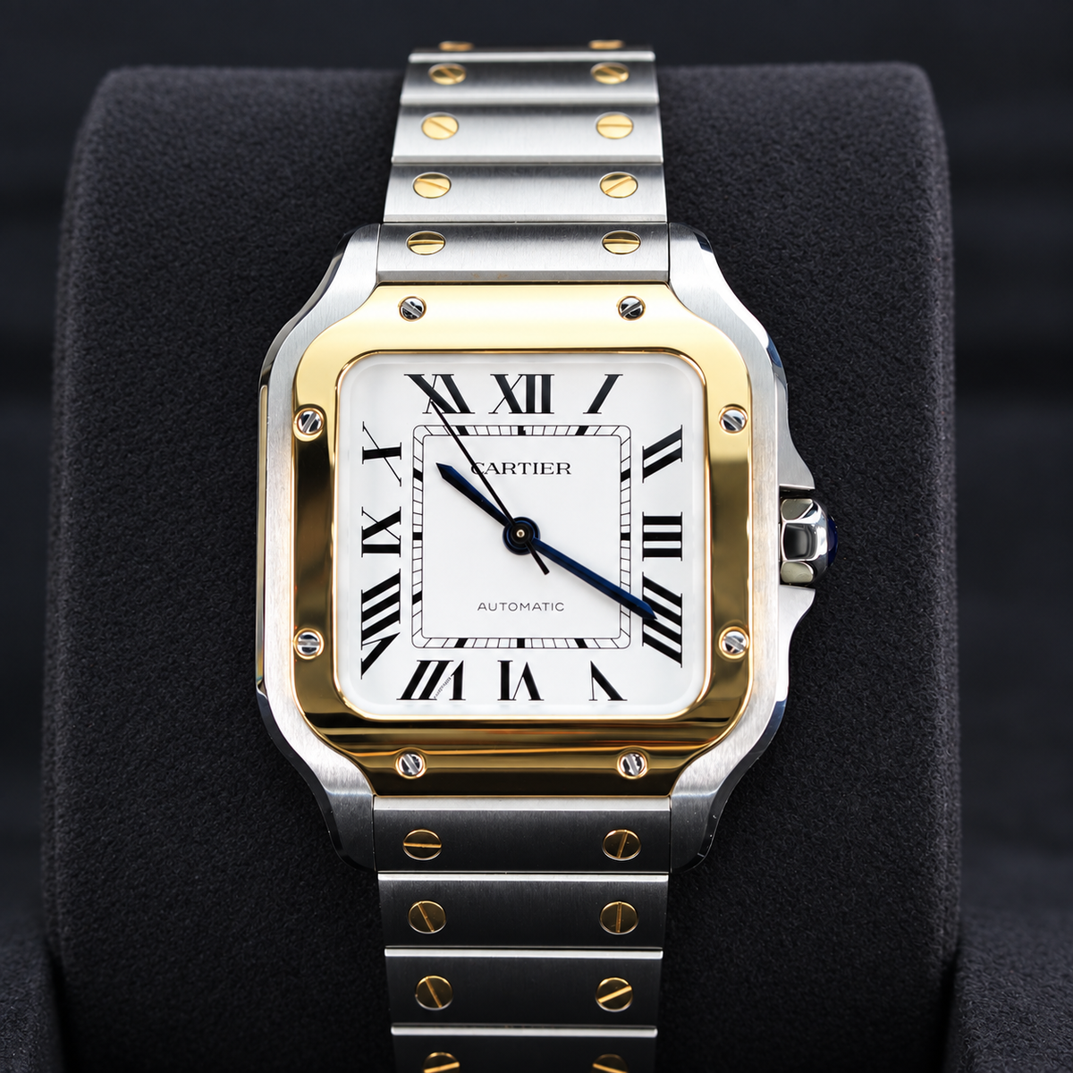 Cartier Santos de Cartier Medium W2SA0016 front dial and two-tone bracelet