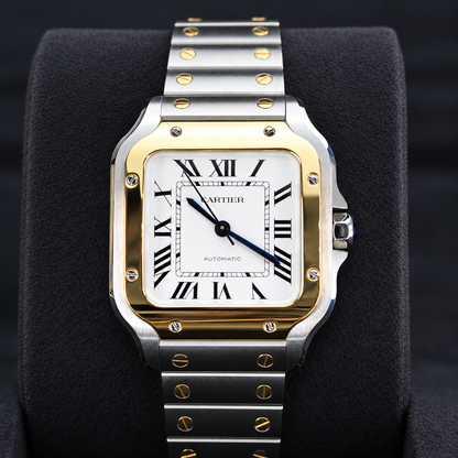Cartier Santos de Cartier Medium W2SA0016 front dial and two-tone bracelet