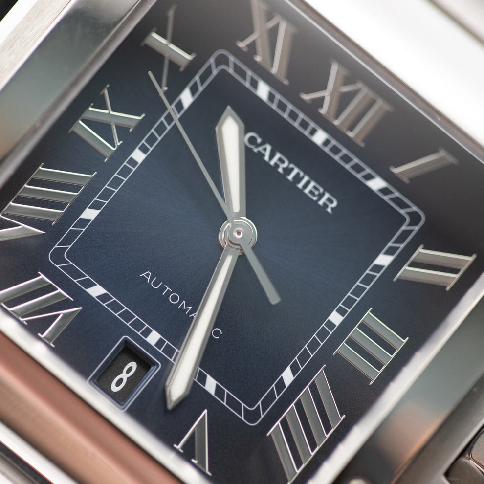nan cartier de santos wssa0071 large blue dial interchangeable leather strap - product image from Imperial Time UK Ltd