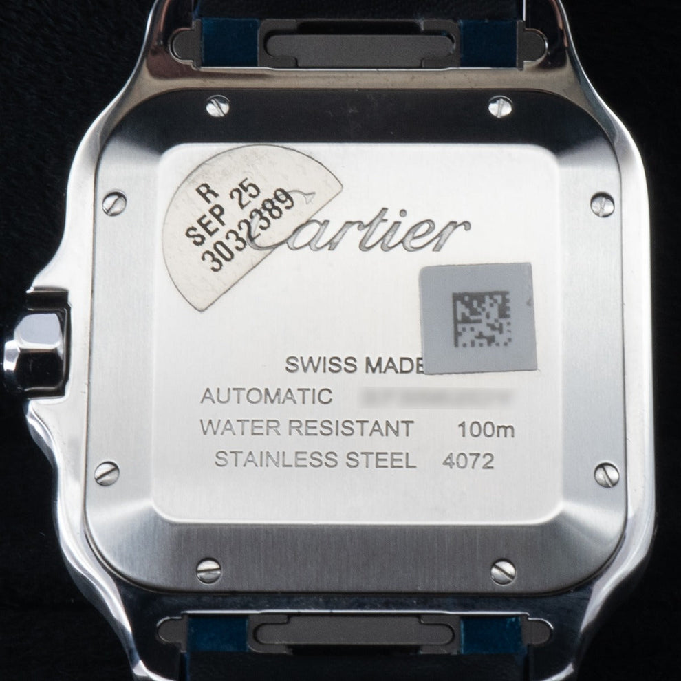 nan cartier de santos wssa0071 large blue dial interchangeable leather strap - product image from Imperial Time UK Ltd
