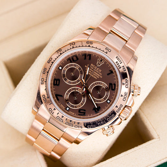 Rolex Daytona Arabic 116505 Oyster Bracelet Brown Dial Rose Gold 2018 Unworn Condition Fluted Bezel 40 Mm Mechanical Watch - product image from Imperial ...