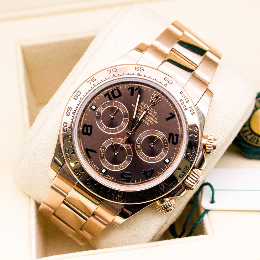 Rolex Daytona Arabic 116505 Oyster Bracelet Brown Dial Rose Gold 2018 Unworn Condition Fluted Bezel 40 Mm Mechanical Watch - product image from Imperial ...