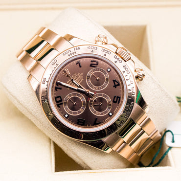 Rolex Daytona Arabic 116505 Oyster Bracelet Brown Dial Rose Gold 2018 Unworn Condition Fluted Bezel 40 Mm Mechanical Watch - product image from Imperial ...