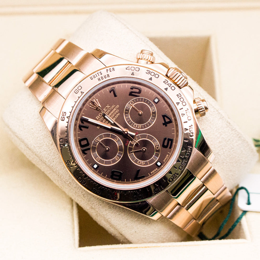 Rolex Daytona Arabic 116505 Oyster Bracelet Brown Dial Rose Gold 2018 Unworn Condition Fluted Bezel 40 Mm Mechanical Watch - product image from Imperial ...