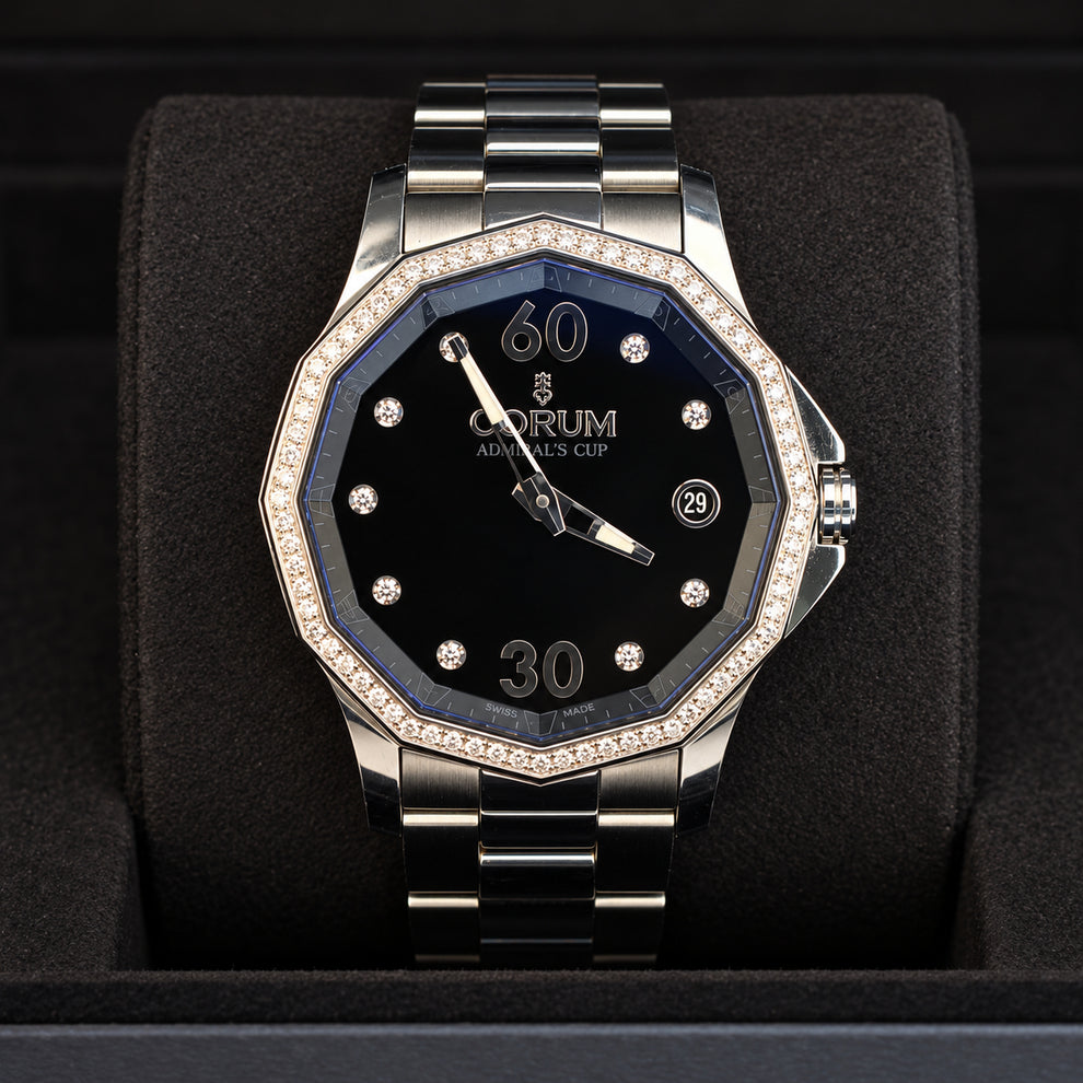 Corum Admiral's Cup Legend 38 watch featuring its distinctive twelve-sided stainless steel case