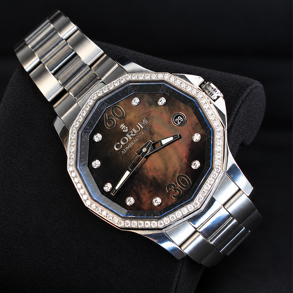 Corum Admiral's Cup Legend 38 diamond bezel watch, reference 01.0091