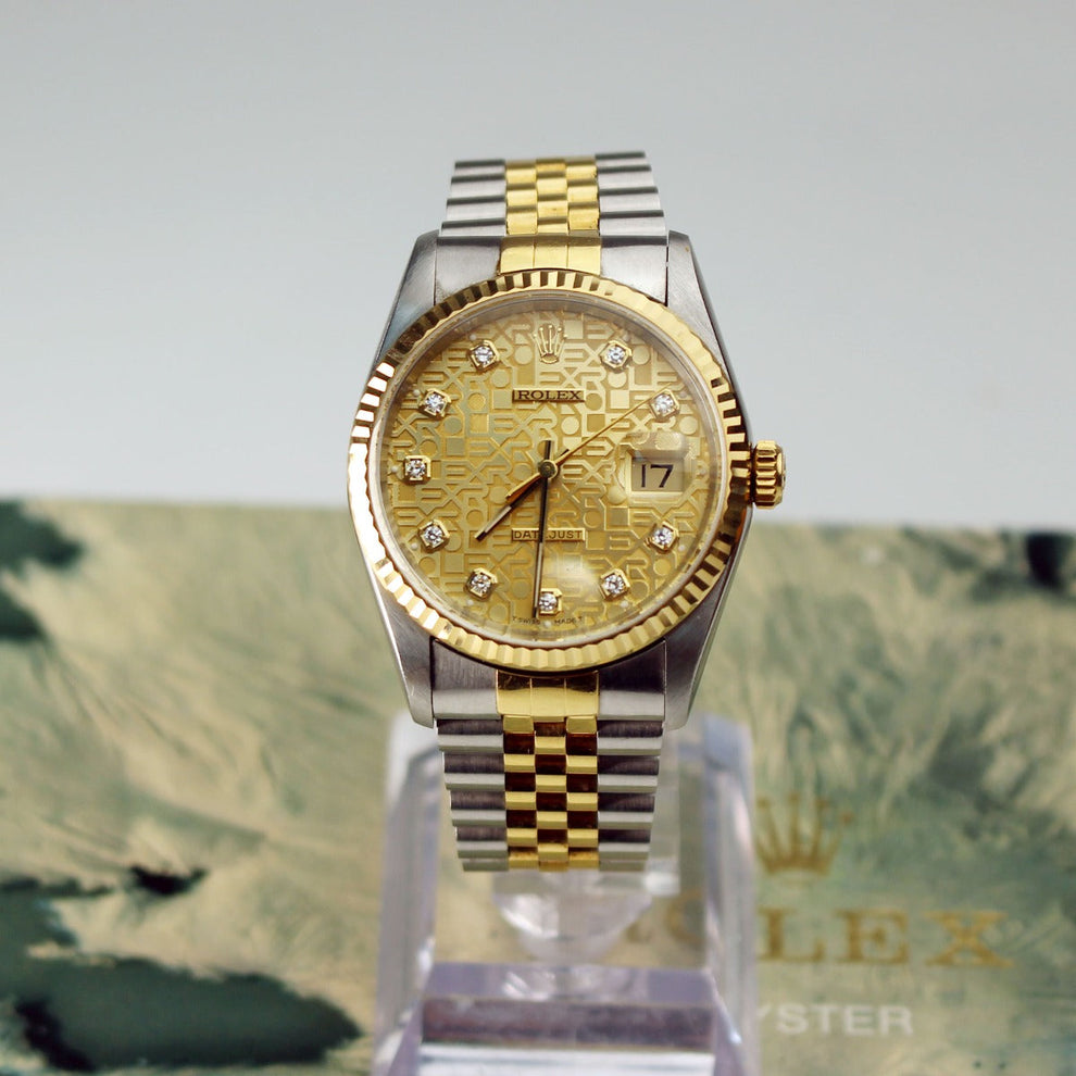 Rolex Datejust 36 16233 Jubilee Bracelet Champagne Dial Stainless Steel Good Condition Fluted Bezel 36mm Mechanical Watch - product image from Imperial ...