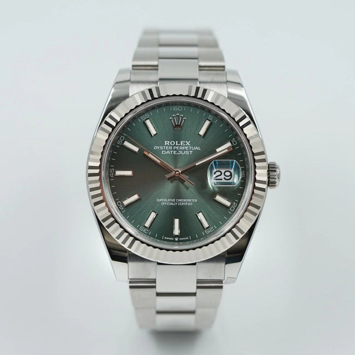 Rolex Datejust 41 126334 Oyster Bracelet Green Dial Stainless Steel 2023 Unworn Condition Fluted Bezel 41 Mm Mechanical Watch - product image from Imperi...