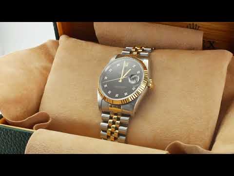 Rolex Datejust 36 16233 Jubilee Bracelet Black Dial Yellow Gold Pristine Condition Fluted Bezel 36mm Mechanical Watch - product image from Imperial Time...
