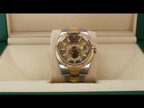Rolex Sky-dweller Champagne 326933 Oyster Bracelet Champagne Dial Yellow Gold 2022 Unworn Condition 24-hour 42 Mm Mechanical - product image from I...