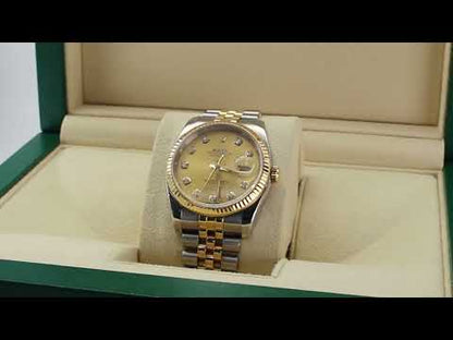 Rolex Datejust 36 116233 Jubilee Bracelet Champagne Dial Yellow Gold 2014 Pristine Condition Fluted Bezel 36mm Mechanical Watch - product image from Imp...