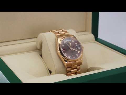 Rolex Day Date 118235 President Bracelet Brown Dial Rose Gold 2002 Good Condition Fluted Bezel 36mm Mechanical Watch - product image from Imperial Time ...