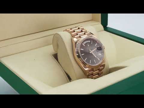 Rolex Daydate 40 228235 Oyster Bracelet Brown Dial Rose Gold 2020 Pristine Condition Fluted Bezel 40 Mm Mechanical Watch - product image from Imperial Ti...