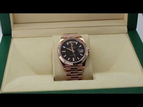 Rolex Day Date 228235 President Bracelet Black Dial Rose Gold 2022 Unworn Condition Fluted Bezel 40 Mm Mechanical Watch - product image from Imperial Tim...