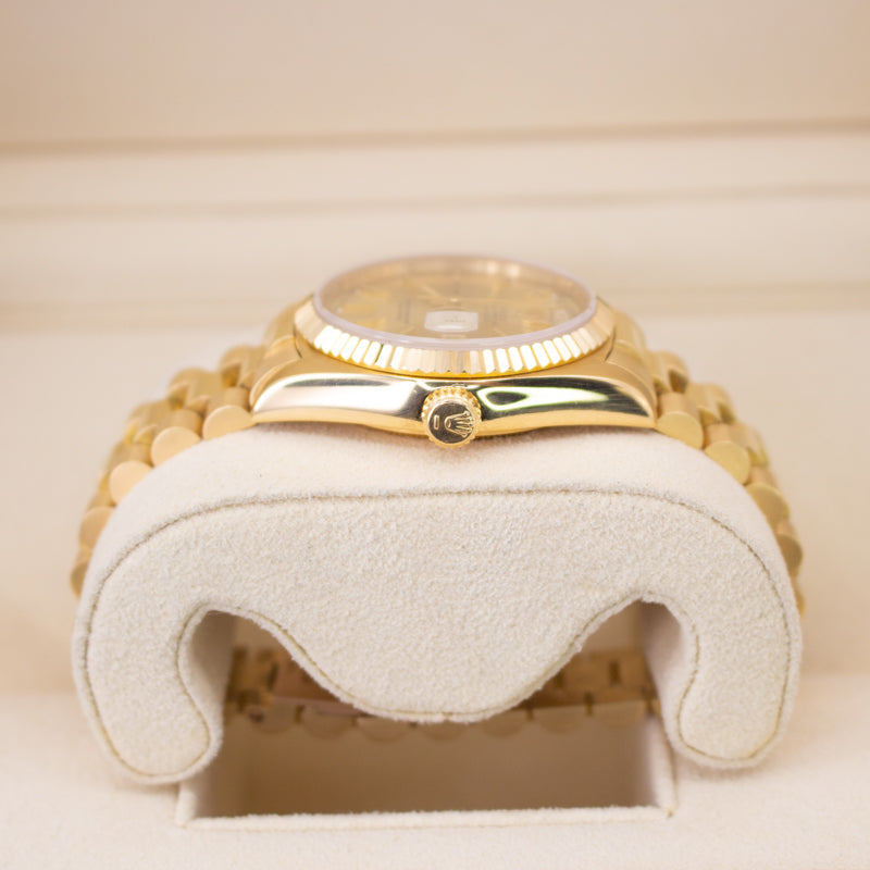 Rolex Day Date 18038 President Bracelet Champagne Dial Yellow Gold Pristine Condition Fluted Bezel 40 Mm Mechanical Watch - product image from Imperial T...