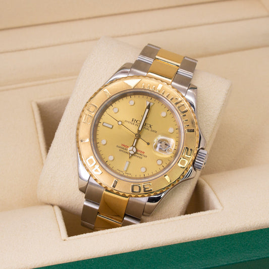 Rolex Yachtmaster 40 16623 Oyster Bracelet Champagne Dial Yellow Gold Pristine Condition Bidirectional Rotating 40 Mm - product image from Imperial...