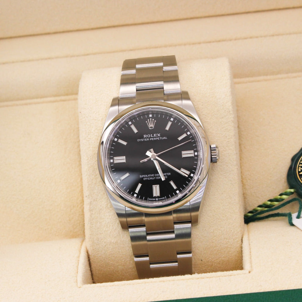 Rolex Oyster Perpetual 126000 Oyster Bracelet Black Dial Stainless Steel 2022 Unworn Condition Smooth Bezel 36mm Mechanical Watch - product image from I...