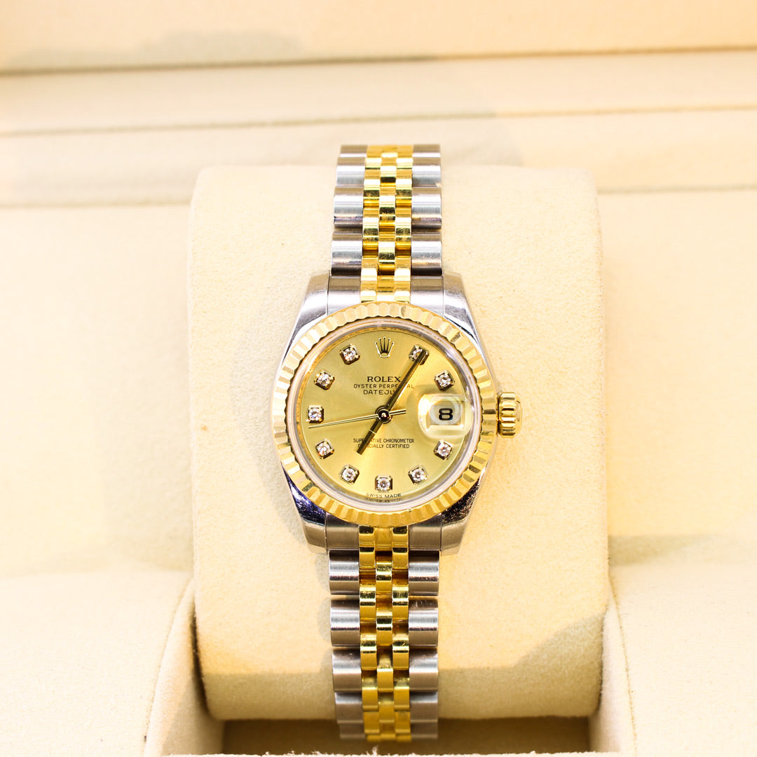 Rolex Lady Datejust 179173 Jubilee Bracelet Gold Dial Yellow Gold 2013 Unworn Condition Fluted Bezel 26 Mm Mechanical Watch - product image from Imperial...