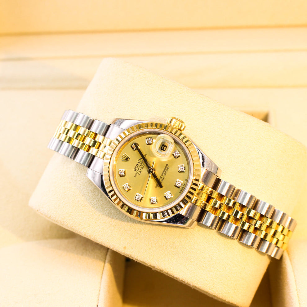 Rolex Lady Datejust 179173 Jubilee Bracelet Gold Dial Yellow Gold 2013 Unworn Condition Fluted Bezel 26 Mm Mechanical Watch - product image from Imperial...