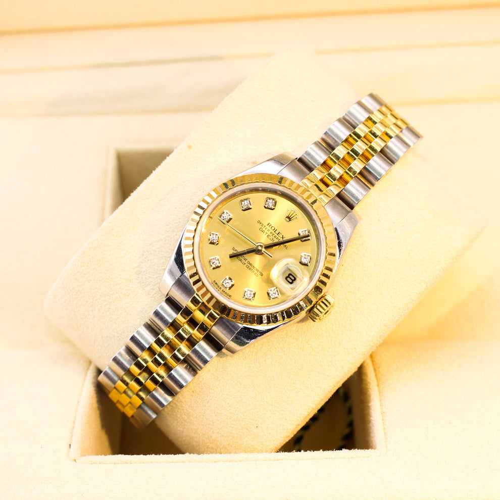 Rolex Lady Datejust 179173 Jubilee Bracelet Gold Dial Yellow Gold 2013 Unworn Condition Fluted Bezel 26 Mm Mechanical Watch - product image from Imperial...