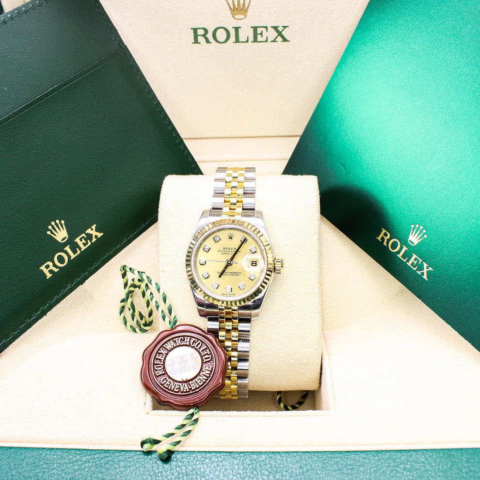 Rolex Lady Datejust 179173 Jubilee Bracelet Gold Dial Yellow Gold 2013 Unworn Condition Fluted Bezel 26 Mm Mechanical Watch - product image from Imperial...