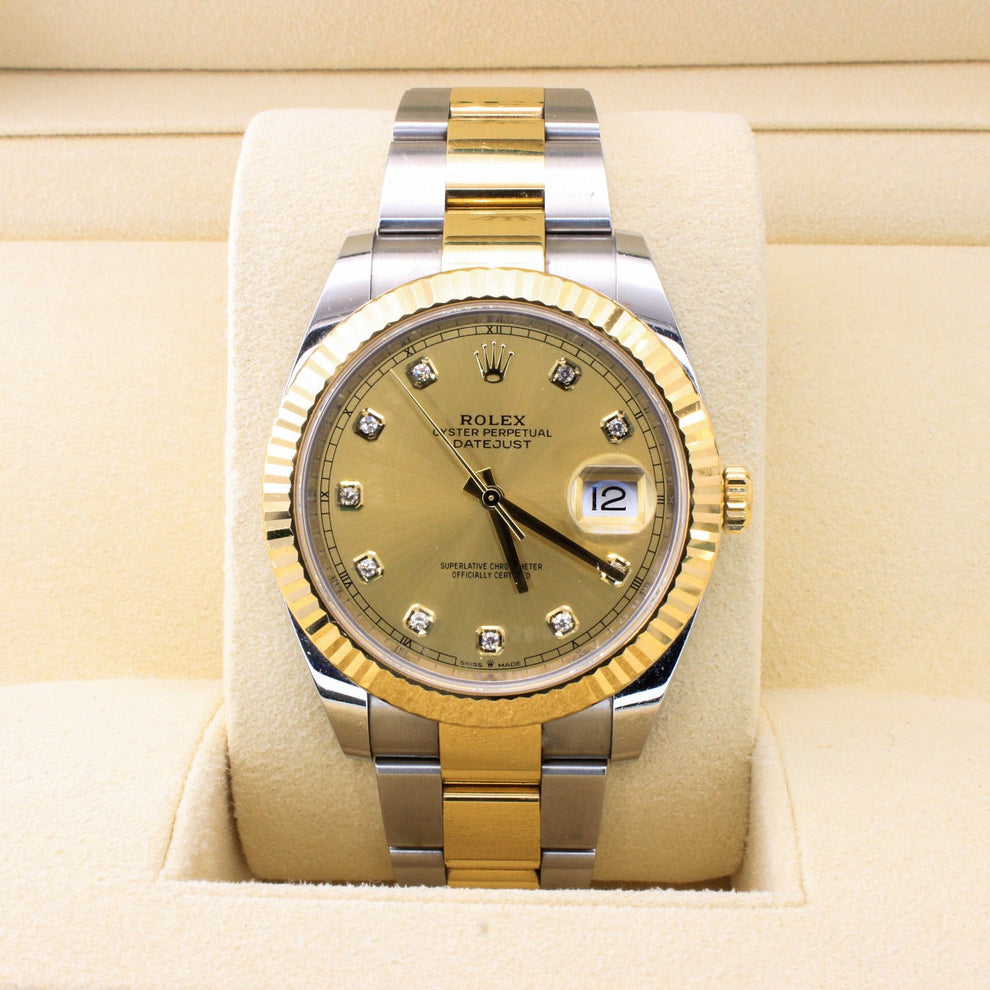 Rolex Datejust 41 126333 Oyster Bracelet Champagne Dial Stainless Steel 2020 Unworn Condition Fluted Bezel 41 Mm Mechanical Watch - product image from Im...