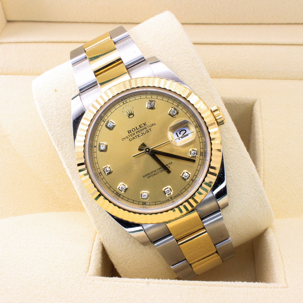 Rolex DateJust 41 126333 Champagne Diamond Dial Oyster Bracelet 2020