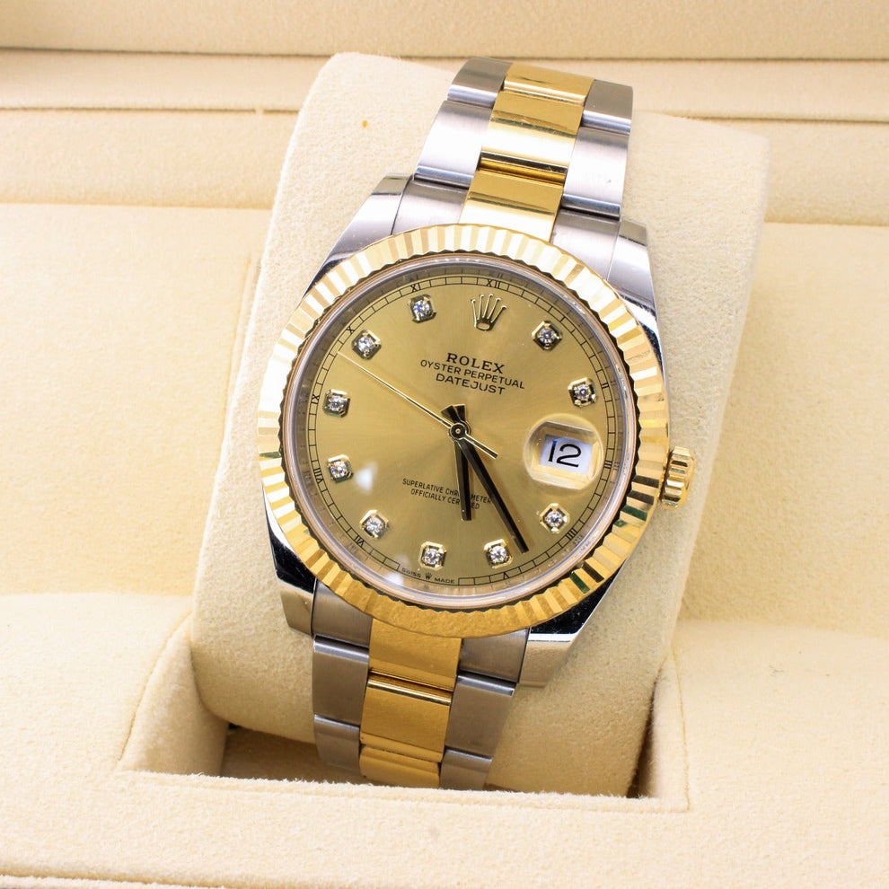 Rolex Datejust 41 126333 Oyster Bracelet Champagne Dial Stainless Steel 2020 Unworn Condition Fluted Bezel 41 Mm Mechanical Watch - product image from Im...