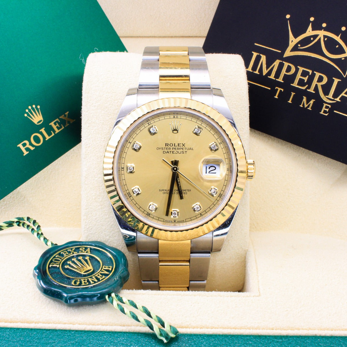 Rolex DateJust 41 126333 Champagne Diamond Dial Oyster Bracelet 2020