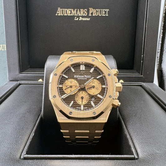 Audemars Piguet Royal Oak Chronograph 26331OR.OO.D821CR.01 Chocolate Dial Luxury Swiss Watch Certified Pre-Owned Kensington London Boutique