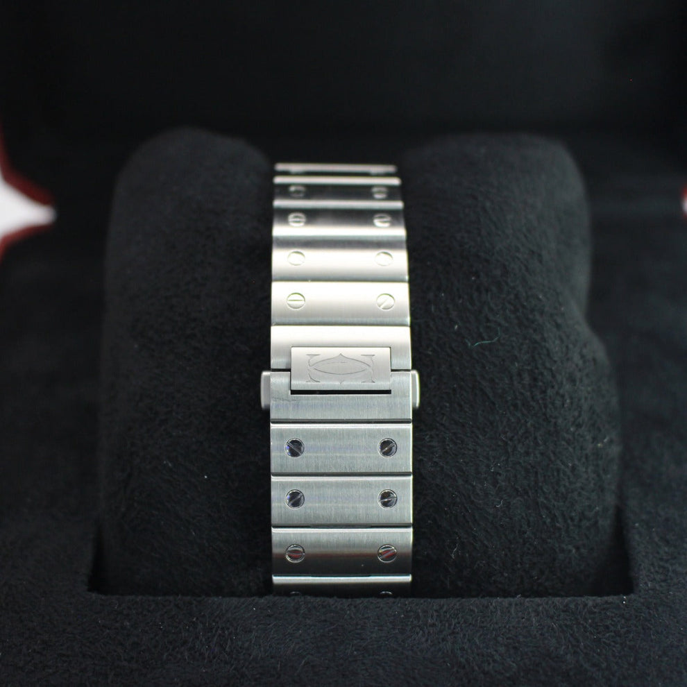 nan cartier de santos large steel silver blue bial men s automatic watch - product image from Imperial Time UK Ltd