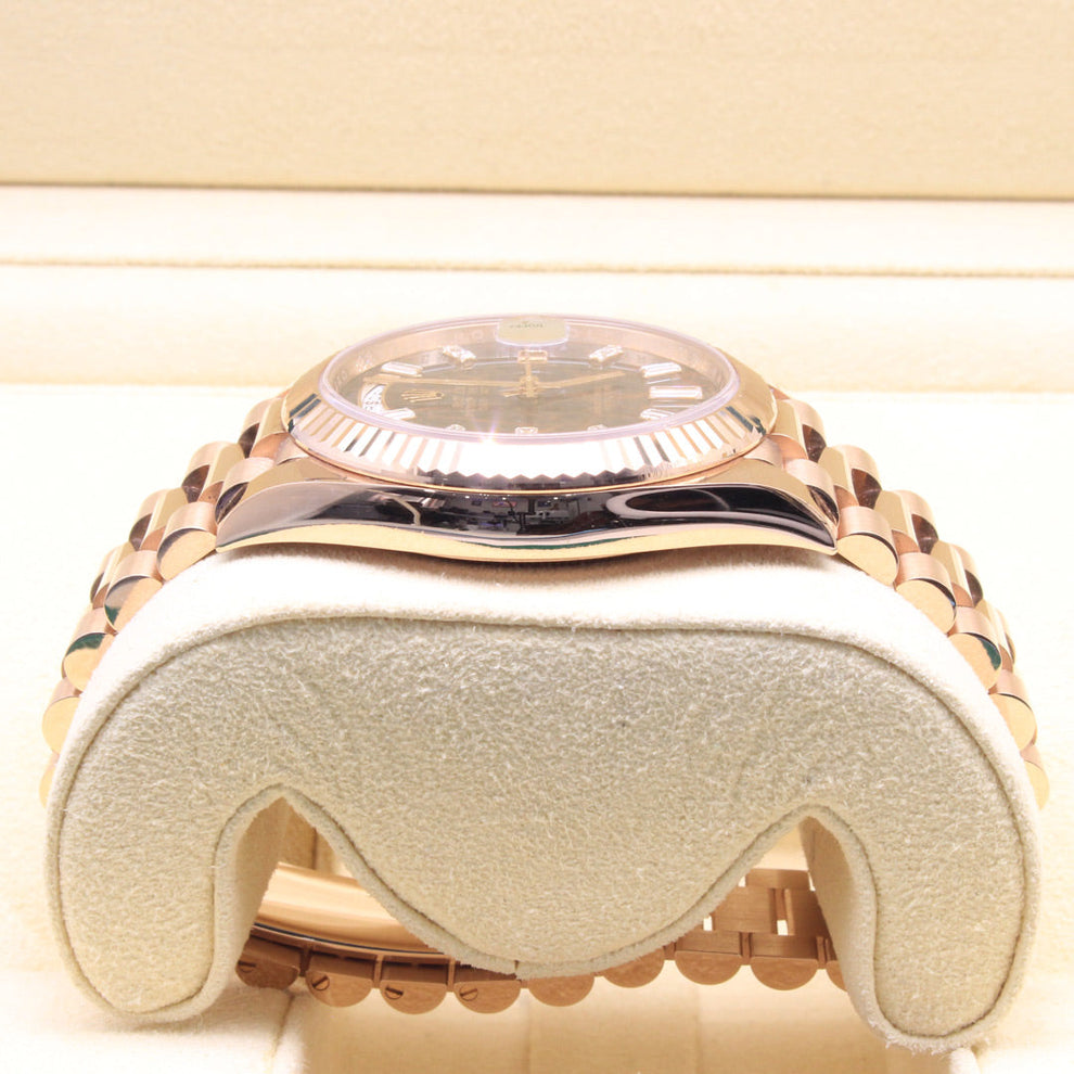 Rolex Day Date 228235 President Bracelet Black Dial Rose Gold 2022 Unworn Condition Fluted Bezel 40 Mm Mechanical Watch - product image from Imperial Tim...