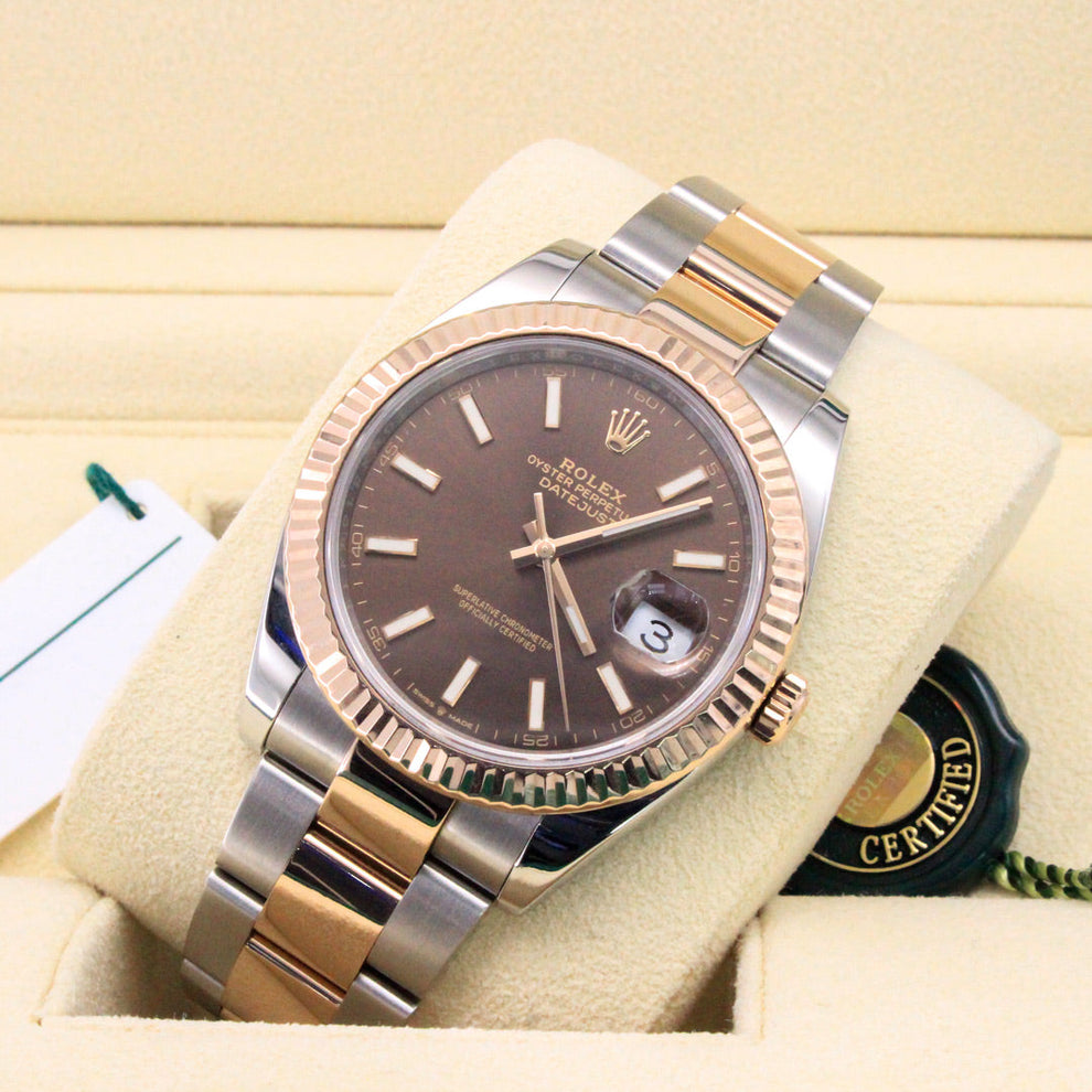 Rolex Datejust 41 126331 Oyster Bracelet Brown Dial Rose Gold Pristine Condition Fluted Bezel 41 Mm Mechanical Watch - product image from Imperial Time U...